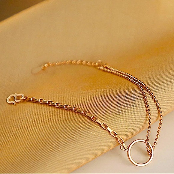Rose Gold Plated Minimalist Bracelet, Irregular, Geometric, Dainty - Picture 7 of 7